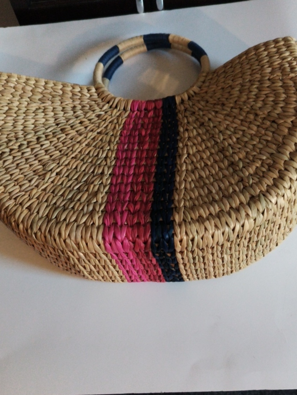 Boden Woven Large Straw Cleopatra Oval Bag With Circular Handle - Picture 5 of 7